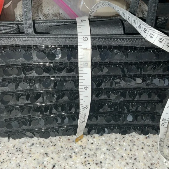 Ann Taylor Black Sequin evening handBag with Glossy Finish - Picture 6 of 6